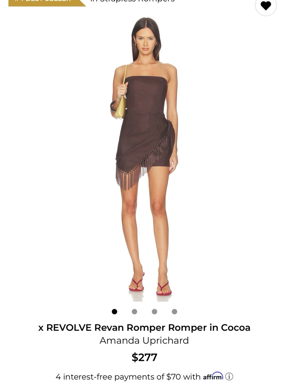 NWOT Amanda Uprichard Revan Romper in Cocoa, size small - Picture 1 of 4